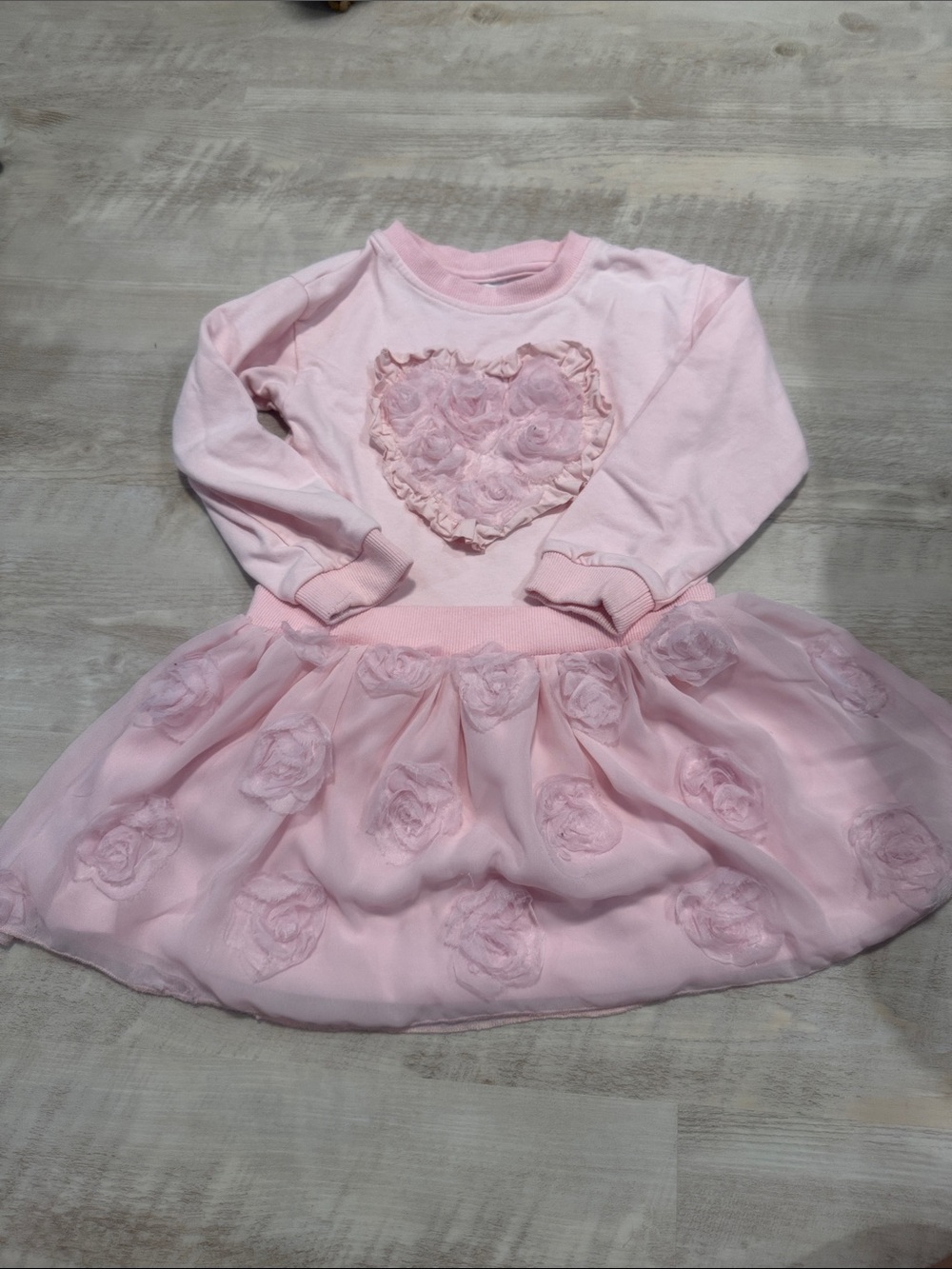 Rare Editions Pink Ruffle Heart Tulle Dress